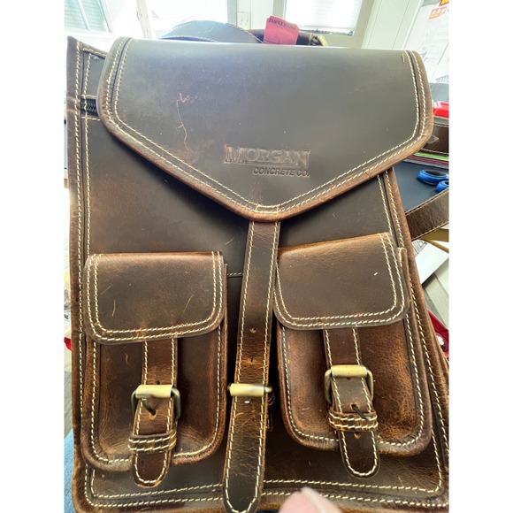 Genuine Leather backpack Satchel Brown Unisex stamped with MORGAN‎ CONCRETE CO